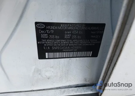 2020 Hyundai Sonata Se из США, поврежденный, VIN 5NPEG4JA8LH014896